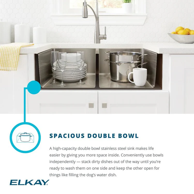 Kitchen Sink Crosstown 33 x 22 Inch Double Bowl Equal Kit 4 Hole Polished Satin Drop-In Undermount - Frankwebs