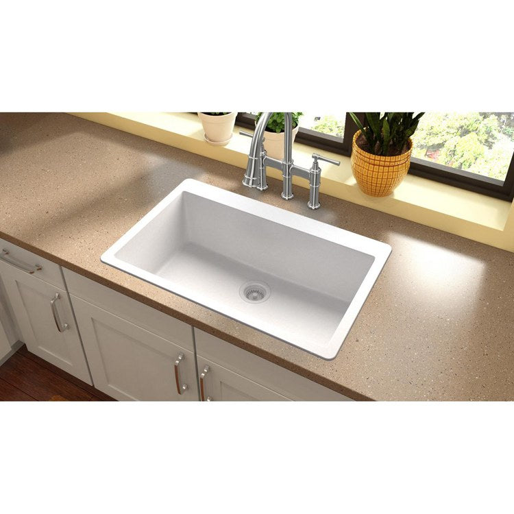 Kitchen Sink Quartz Classic 33 x 21 Inch Single Bowl Greystone Drop-In - Frankwebs