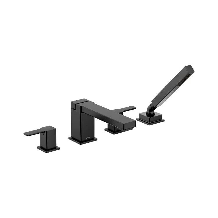 Roman Tub Filler 90 Degree with Diverter 10 Inch Spread 2 Lever WaterSense ADA Matte Black - Frankwebs