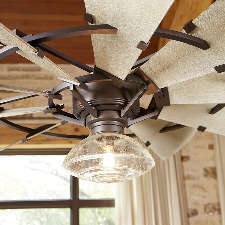 Ceiling Fan Windmill 6 Speed with Wall Control 52 Inch Oiled Bronze 10 Blade Weathered Oak - Frankwebs