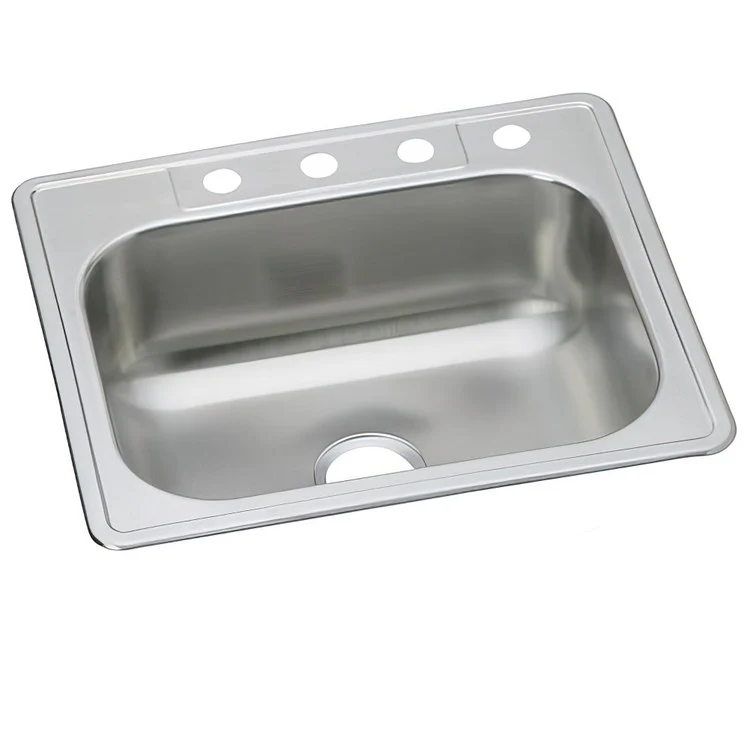 Kitchen Sink Dayton 33 x 22 Inch Single Bowl Equal 4 Hole Elite Satin Drop-In Drain Location Center Sound Guard Multiple of 40 Bottom Only Pads - Frankwebs