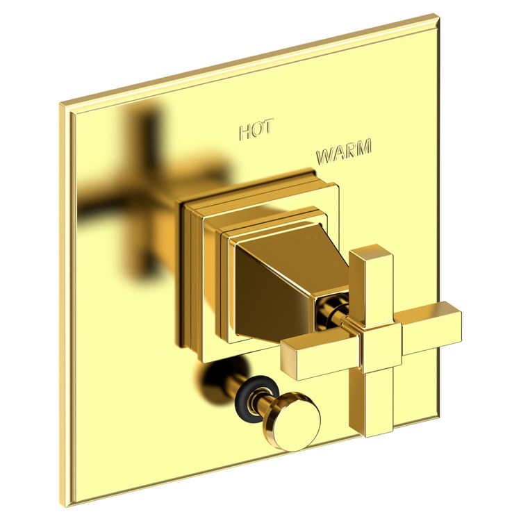 Pressure Balance Valve Trim Malvina Square with Diverter 1 Cross Aged Brass ADA Depth 4 Inch - Frankwebs