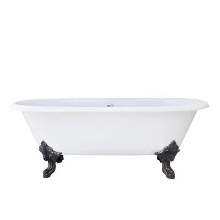Freestanding Tub Gallagher 72 Inch Double Roll Top Oval Cast Iron White/Brushed Nickel Imperial Feet No Faucet Holes - Frankwebs