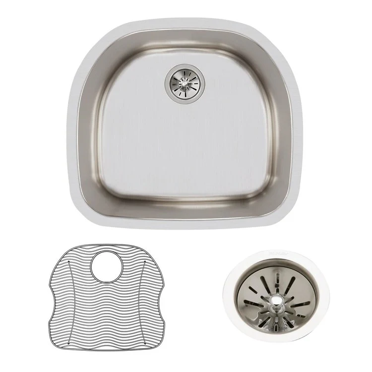 Kitchen Sink Lustertone Classic 23.625 x 21.25 Inch Single Bowl Lustrous Satin Undermount Drain Location Rear Center - Frankwebs