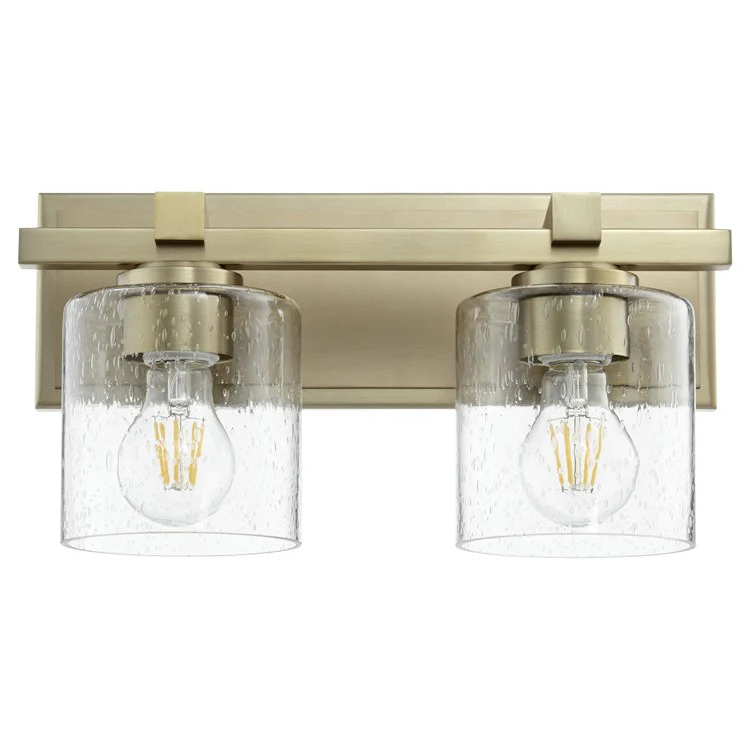 Signature Cylinder Two-Light Bathroom Vanity Fixture with Clear Seeded Glass Shades - Frankwebs