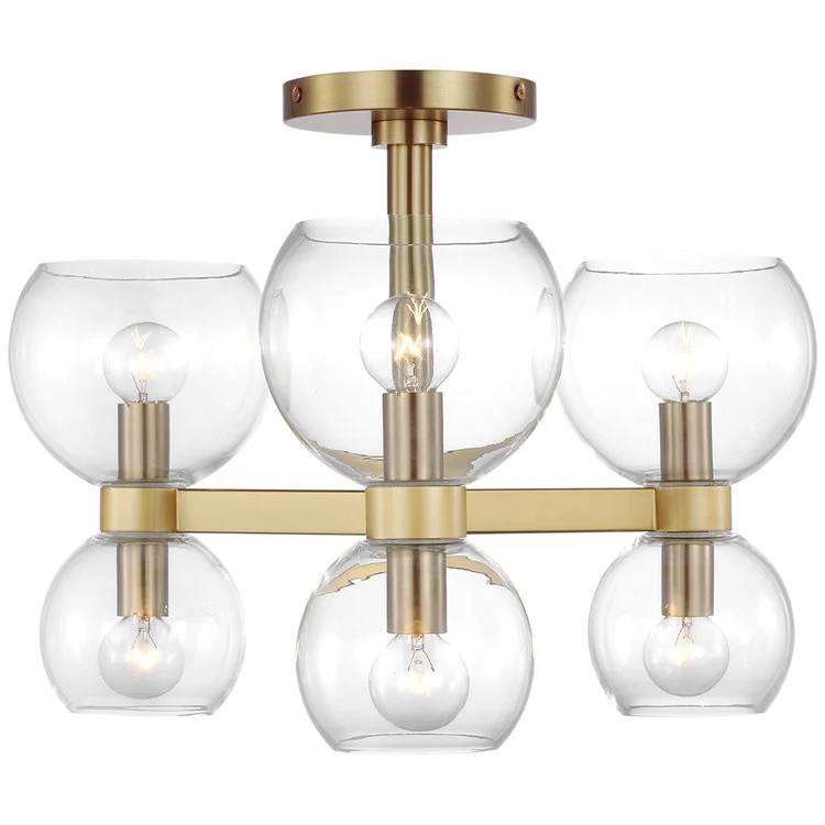 Ceiling Light Londyn Semi-Flushmount 6 Lamp Burnished Brass Clear - Frankwebs