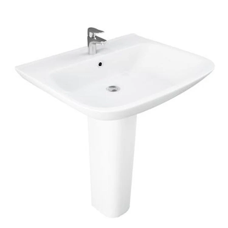 Pedestal Lavatory Eden 650 Centerset White Rectangular - Frankwebs