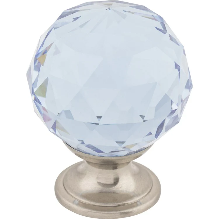 Knob Crystal Light Blue for Decorative Hardware Brushed Satin Nickel Brass 1-3/8 Inch 1-3/4 Inch - Frankwebs