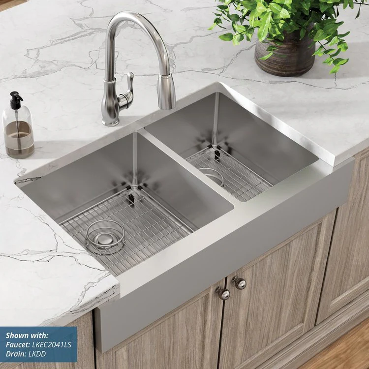 Kitchen Sink Crosstown 36 x 20.25 Inch Double Bowl 60/40 Kit Polished Satin Farmhouse - Frankwebs