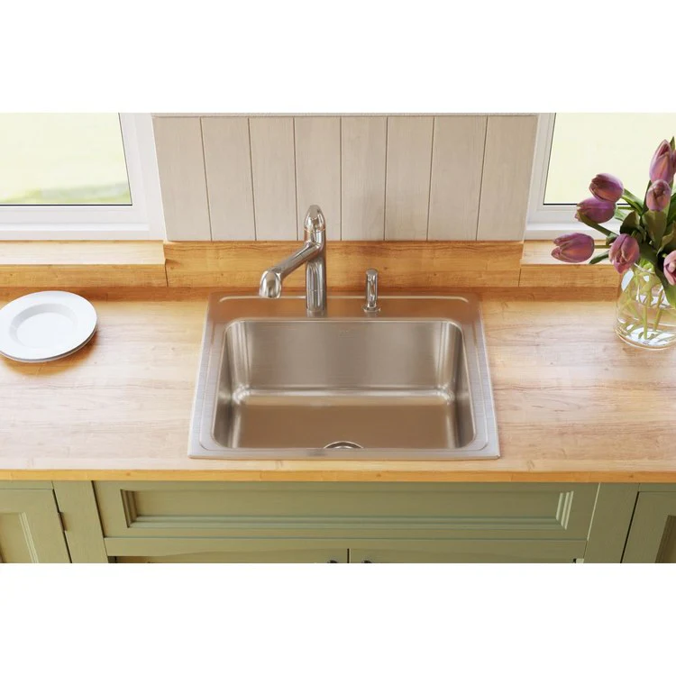 Kitchen Sink Lustertone Classic 25 x 21.25 Inch Single Bowl MR2 Hole Lustertone Classic Top Mount - Frankwebs