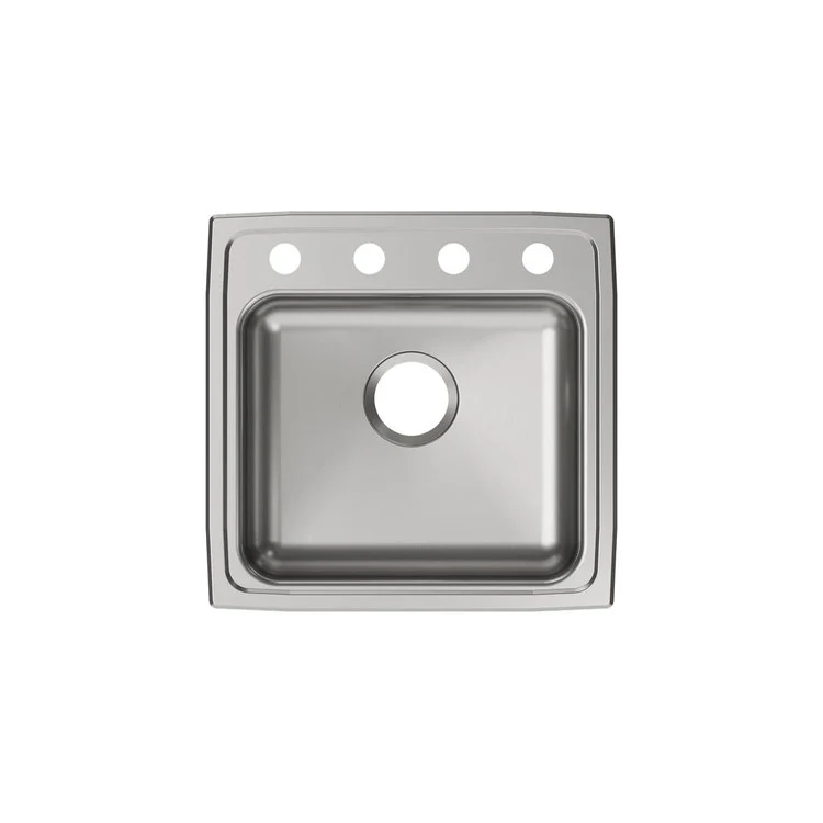 Kitchen Sink Lustertone Classic 19.5 x 19 Inch Single Bowl OS4 Hole ADA Lustrous Satin Drop-In Rectangle Drain Location Rear Center Depth 5 Inch Bottom Only Pads - Frankwebs