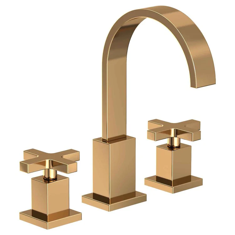 Lavatory Faucet Secant Widespread 8 to 20 Inch Spread 2 Cross ADA Antique Brass 1.2 Gallons per Minute Brass Spout Height 6-3/4 Inch - Frankwebs