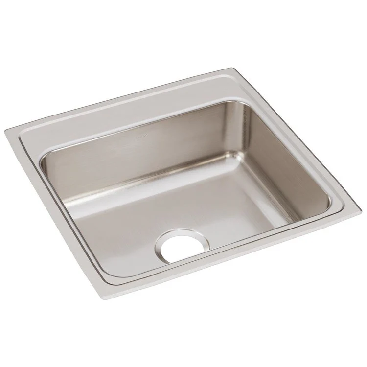Kitchen Sink Lustertone Classic 22 x 22 Inch Single Bowl Lustrous Satin Drop-In Stainless Steel Drain Location Center Bottom Only Pads - Frankwebs