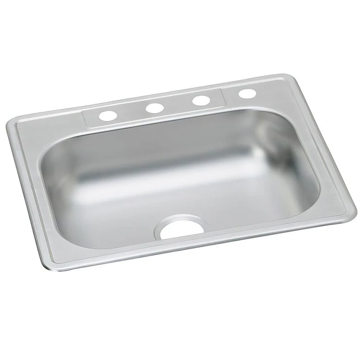 Kitchen Sink Dayton 25 x 22 Inch Single Bowl ADA Satin Top Mount Rectangle Drain Location Center Depth 6 Inch Multiple of 10 Bottom Only Spray - Frankwebs