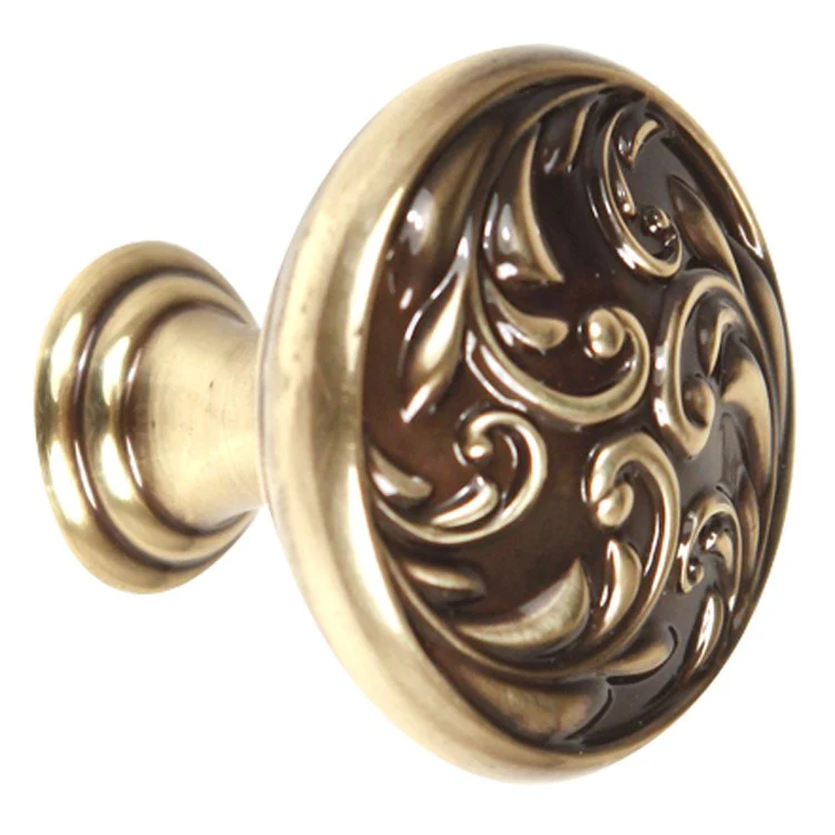Knob Ornate Round Full Pattern Unlacquered Brass Brass 1-1/4 Inch 1 Inch 5/8 Inch - Frankwebs