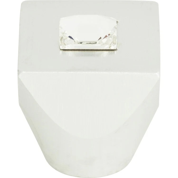 Knob Atlas Crystal Square Matte Chrome Aluminum & Crystal 1 Inch - Frankwebs