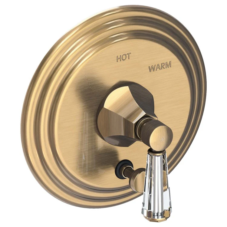 Metropole Pressure Balance Tub/Shower Valve Trim Only with Crystal Lever Handle - Polished Gold PVD - Frankwebs