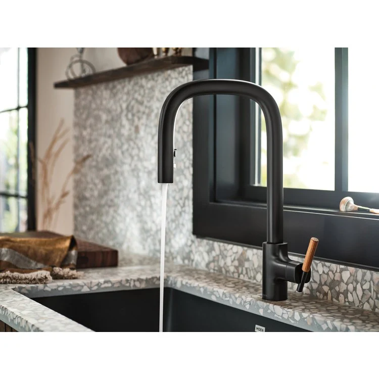 Kitchen Faucet Tenon 1 Lever ADA Matte Black High Arc 1 Hole 1.5 Gallons per Minute - Frankwebs