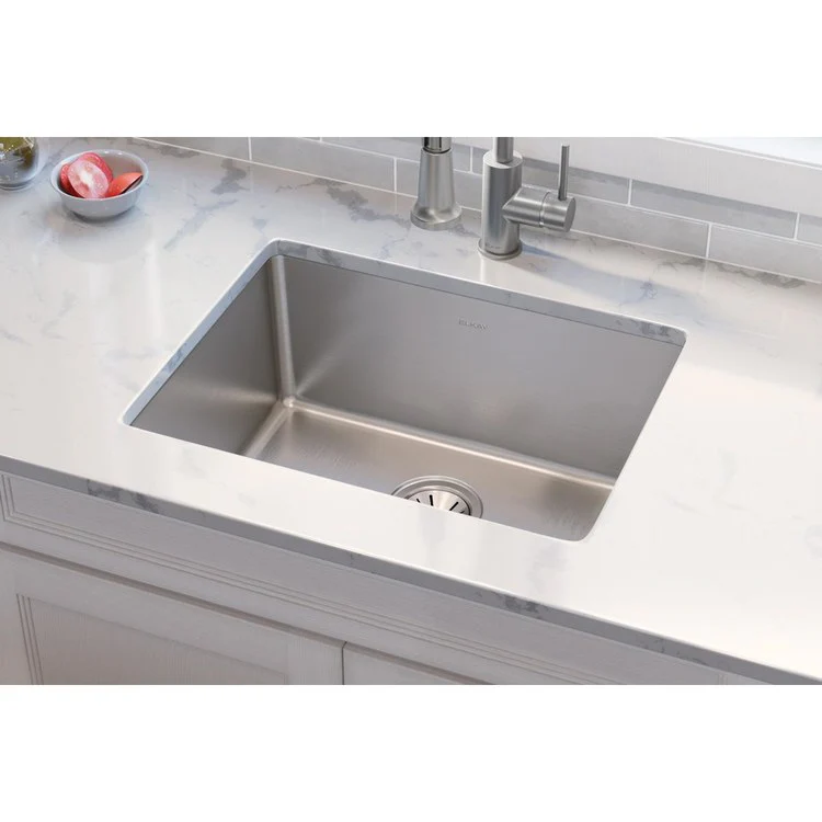 Kitchen Sink Lustertone Iconix 23.5 x 18.25 Inch Single Bowl Luminous Satin Undermount Drain Location Rear Center - Frankwebs