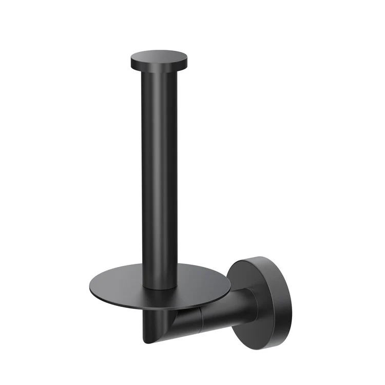 Toilet Paper Holder Glam Vertical Single Post Satin Nickel Metal Wall Mount - Frankwebs