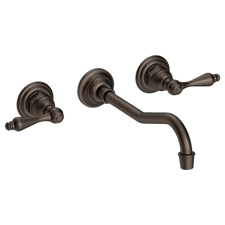 Lavatory Faucet Chesterfield Wall Mount 8 Inch Spread 2 Lever ADA WaterSense Satin Bronze PVD 1.2 Gallons Per Minute Brass Less Drain Spout Reach 9-3/4 Inch - Frankwebs