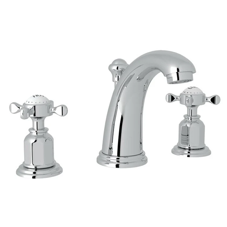 Lavatory Faucet Edwardian 6-16 Inch Spread 2 Cross English Gold 1.2 Gallons per Minute Fixed High Neck Spout - Frankwebs