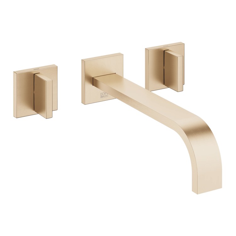 Lavatory Faucet MEM Wall Mount Mixer 2 Lever ADA WaterSense Brushed Champagne 1.2 Gallons per Minute Less Drain 3 Hole - Frankwebs