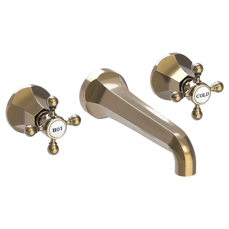 Lavatory Faucet Metropole Wall Mount 8 Inch Spread 2 Cross ADA WaterSense Stainless Steel PVD 1.2 Gallons Per Minute Brass Less Drain Spout Reach 7-1/2 Inch - Frankwebs