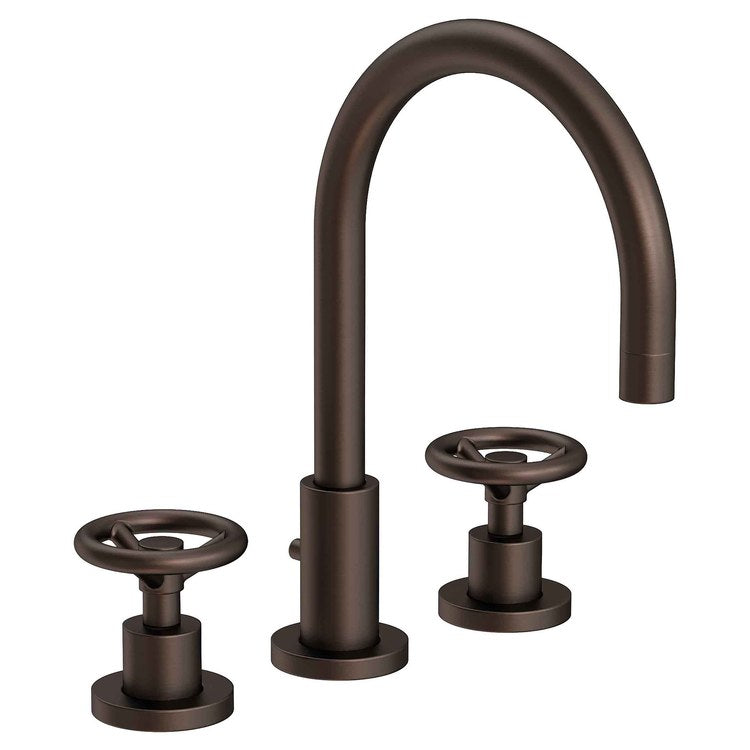 Lavatory Faucet Slater Widespread 8 to 20 Inch Spread 2 Wheel English Bronze 1.2 Gallons per Minute Brass Spout Height 6 Inch - Frankwebs