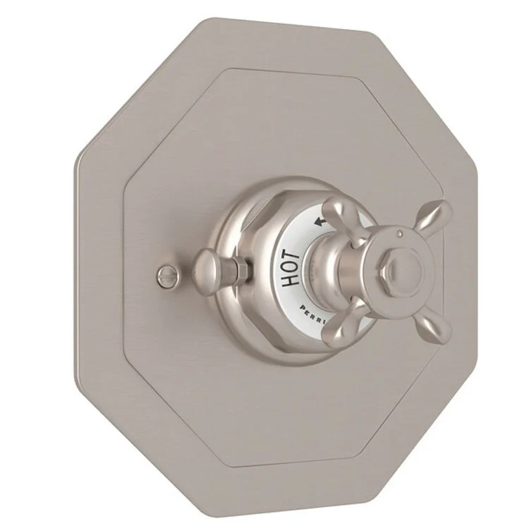 Thermostatic Trim Edwardian 3/4 Inch without Volume Control Octagonal 1 Cross Polished Chrome Brass - Frankwebs