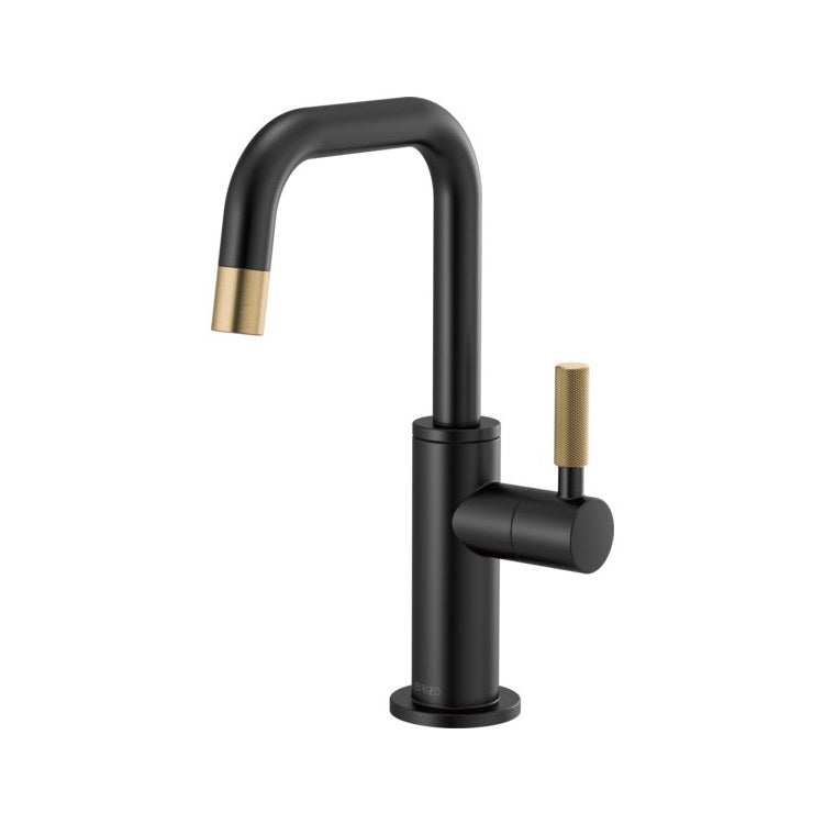 Beverage Faucet Litze Cold Water 1 Knurled Lever ADA Matte Black/Brilliance Luxe Gold Square Spout 360 Degree Swivel - Frankwebs