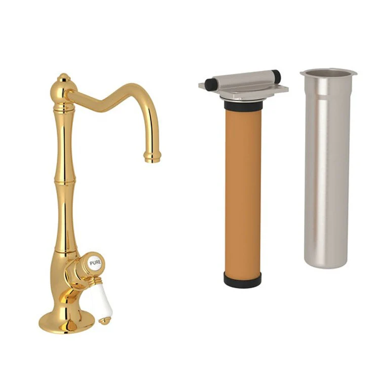 Faucet Kit Acqui Brass 1/4 Inch Spout Filter Mini Porcelain Lever Italian Brass - Frankwebs