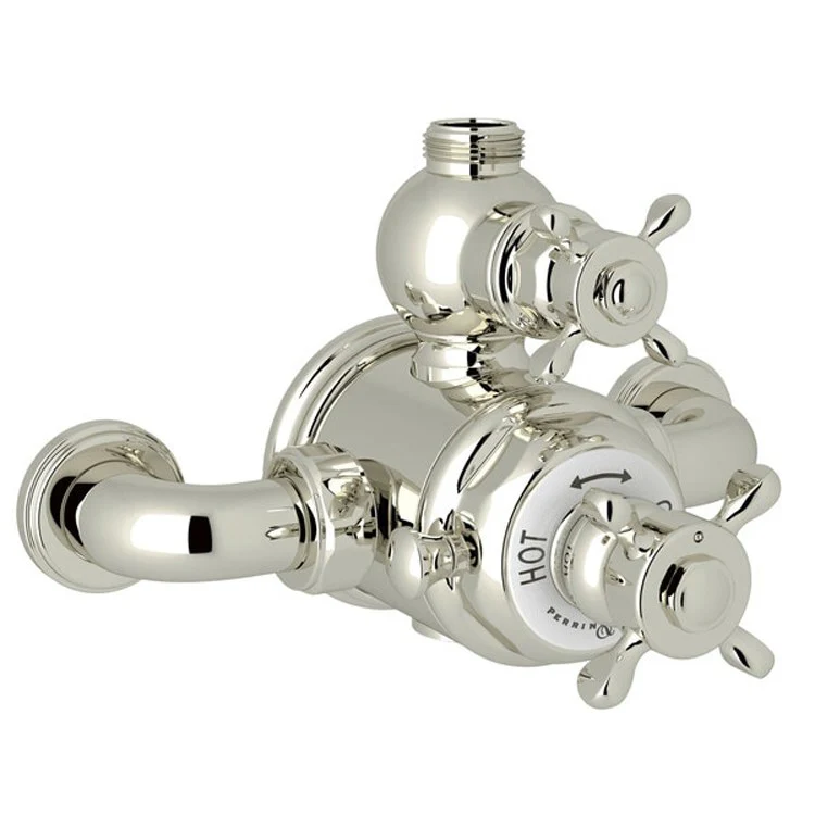 Thermostatic Valve Trim Edwardian Exposed with Volume & Temperature Control 2 Cross Satin Nickel - Frankwebs