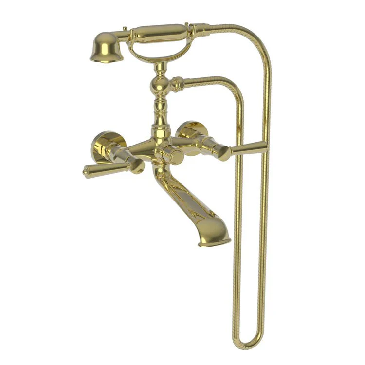 Tub Filler Metropole Wall Mount Exposed with Handshower 6 Inch Spread 2 Lever ADA Antique Nickel 2 Hole - Frankwebs