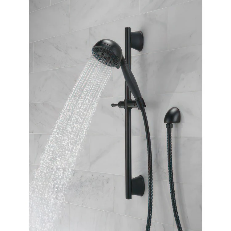 Handshower Set Universal Showering Components Matte Black 5 Function 1.75 Gallons per Minute 24 Inch Slide Bar with Holder - Frankwebs