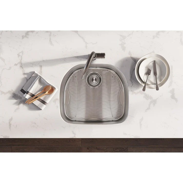 Sink Kit Lustertone Iconix 23.625 x 21.25 Inch Single Bowl Luminous Satin Bottom Grid Drain Strainer - Frankwebs