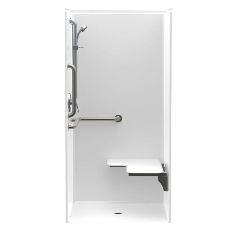Shower Module 38 x 38 x 77 Inch Acrylic White ADA Right Hand Seat Center Drain - Frankwebs