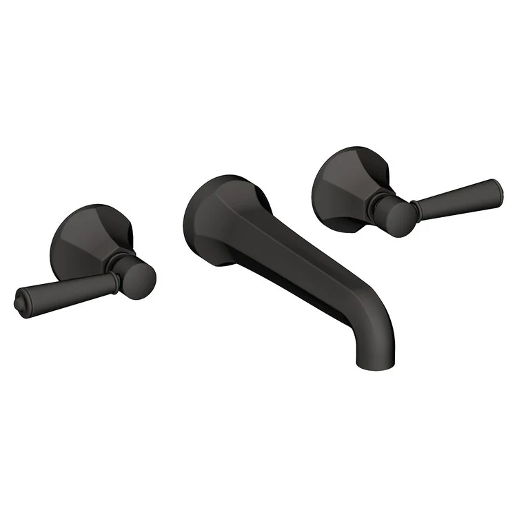 Lavatory Faucet Metropole Wall Mount 8 Inch Spread 2 Lever ADA WaterSense Matte White 1.2 Gallons Per Minute Brass Less Drain Spout Reach 7-1/2 Inch - Frankwebs