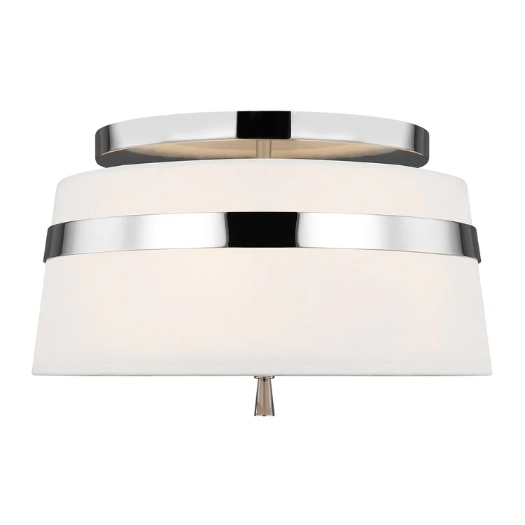 Ceiling Light Cordtlandt Semi-Flushmount Small 3 Lamp Polished Nickel White Linen - Frankwebs