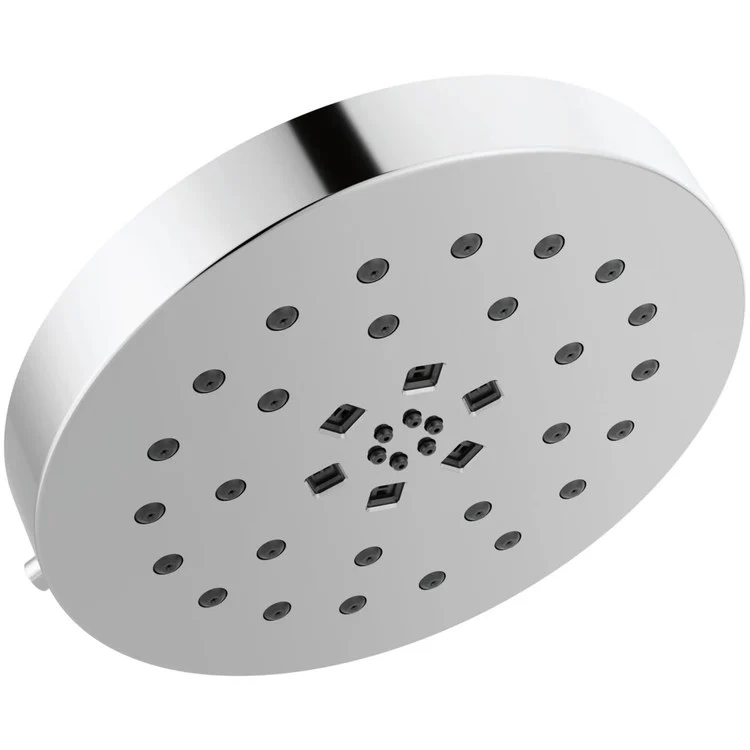 Showerhead Universal Showering Components 4 Functions Round with H2Okinetic Technology Lumicoat Chrome 8 Inch 1.75 Gallons per Minute H2Okinetic PowerDrench Spray Massaging Spray H2Okinetic UltraSoak Spray and Pause - Frankwebs