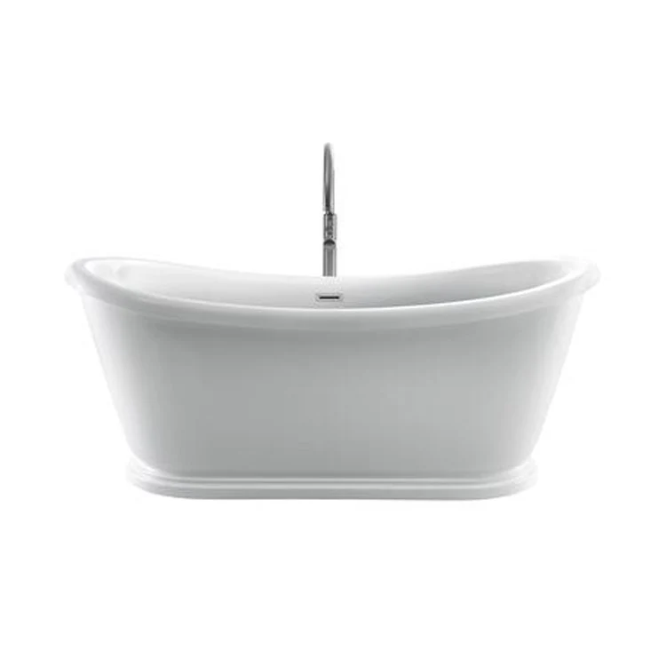 Freestanding Tub Morgan 70 Inch Double Slipper Oval Acrylic White/Polished Chrome Drain and Overflow No Faucet Holes - Frankwebs