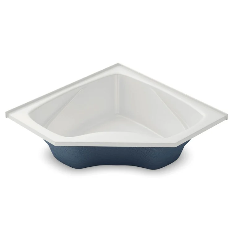 Tub 59 x 59 x 21-1/2 Inch Corner Apronless Seatless Self-Rimming with Flange Front Center Drain Outlet White AcrylX - Frankwebs