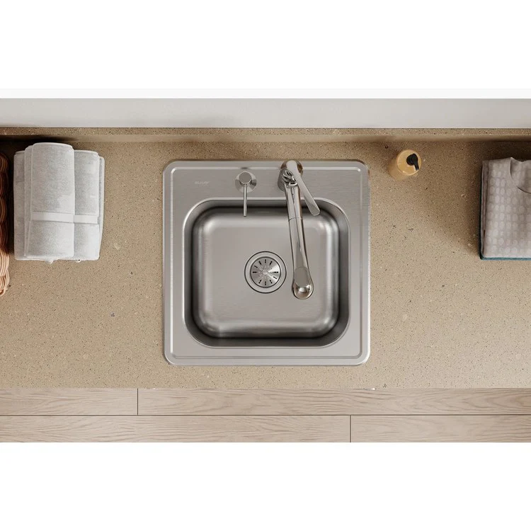 Laundry Sink Celebrity 20 x 20 Inch Single Bowl 2 Hole Brushed Satin Drop-In - Frankwebs