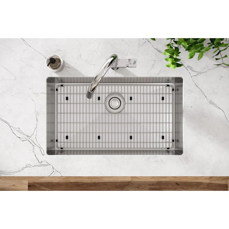 Kitchen Sink 30-1/2 x 18-1/2 Inch 10 Inch 1 Bowl Polished Satin 16 Gauge Rear Center Drain 36 Inch - Frankwebs