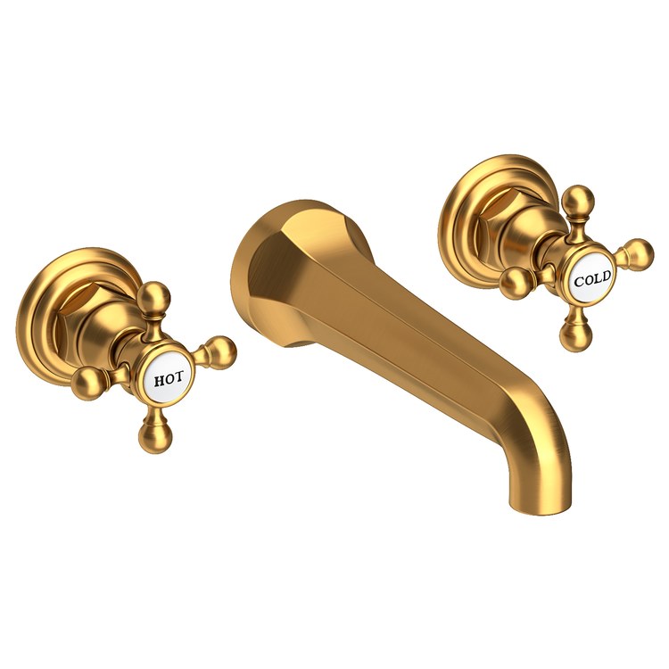 Lavatory Faucet Astor Wall Mount 8 Inch Spread 2 Cross ADA Watersense Flat Black 1.2 Gallons Per Minute Brass Less Drain Spout Reach 7-1/2 Inch - Frankwebs