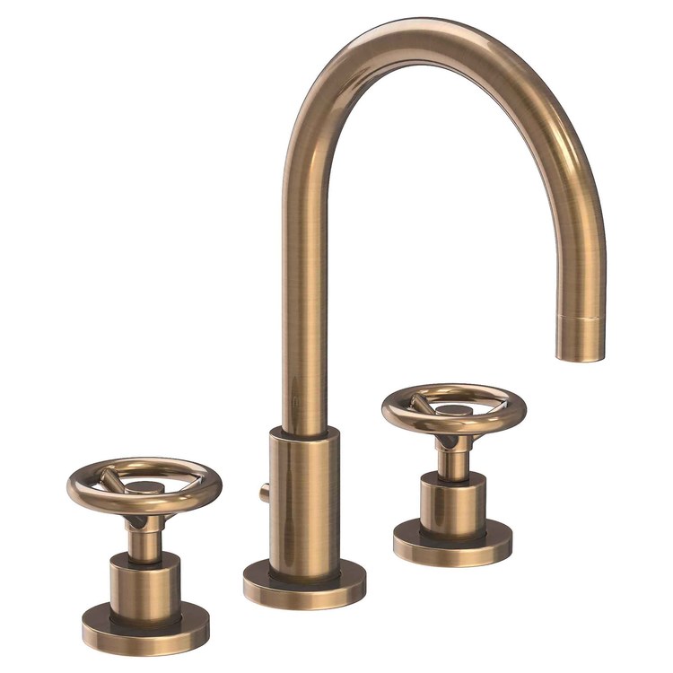 Lavatory Faucet Slater Widespread 8 to 20 Inch Spread 2 Wheel English Bronze 1.2 Gallons per Minute Brass Spout Height 6 Inch - Frankwebs
