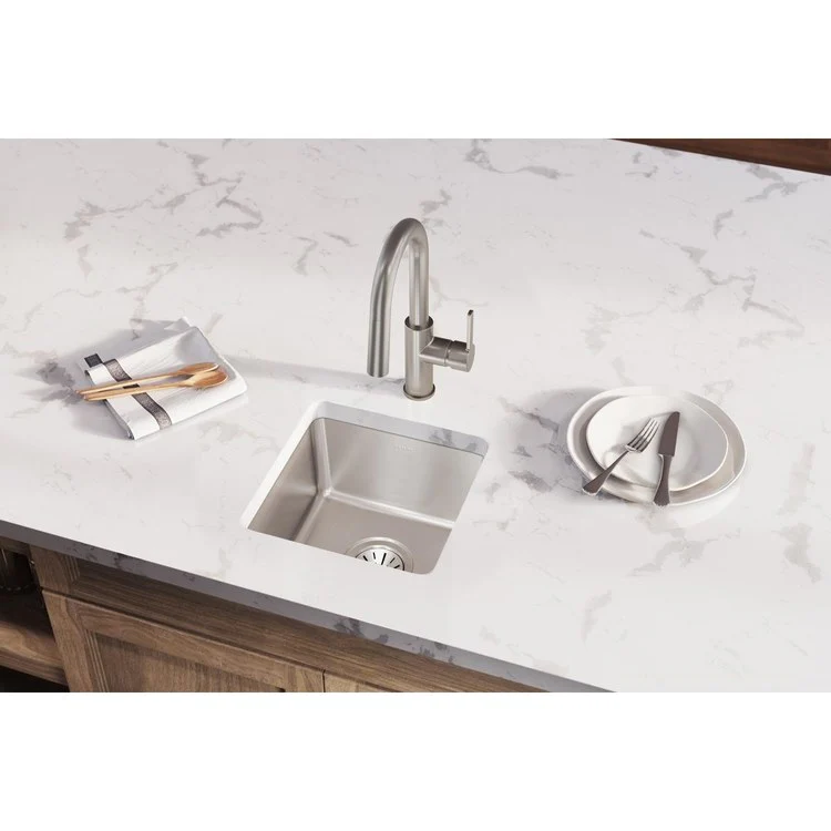 Kitchen Sink Lustertone Iconix 14.5 x 14.5 Inch Single Bowl Luminous Satin Undermount - Frankwebs