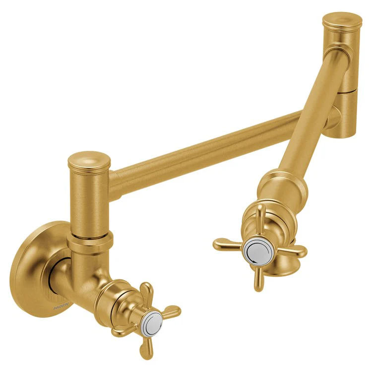 Pot Filler Weymouth Traditional 2 Lever ADA Brushed Gold 1 Hole 5.5 Gallons per Minute - Frankwebs
