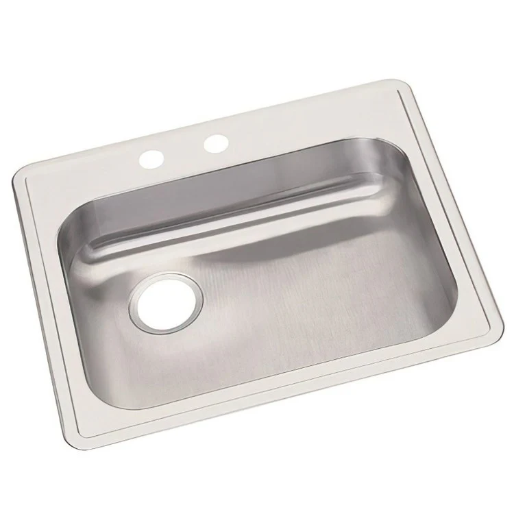 Kitchen Sink Dayton 25 x 22 Inch Single Bowl 2 Hole ADA Satin Drop-In Rectangle Drain Location Rear Left Depth 5-3/8 Inch Bottom Only Pads - Frankwebs