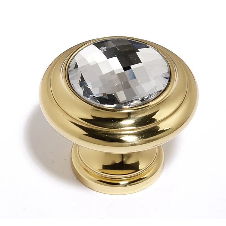 Knob Swarovski Crystal Round Crystal Polished Antique Brass 1-1/4 Inch 1-1/8 Inch 3/4 Inch - Frankwebs